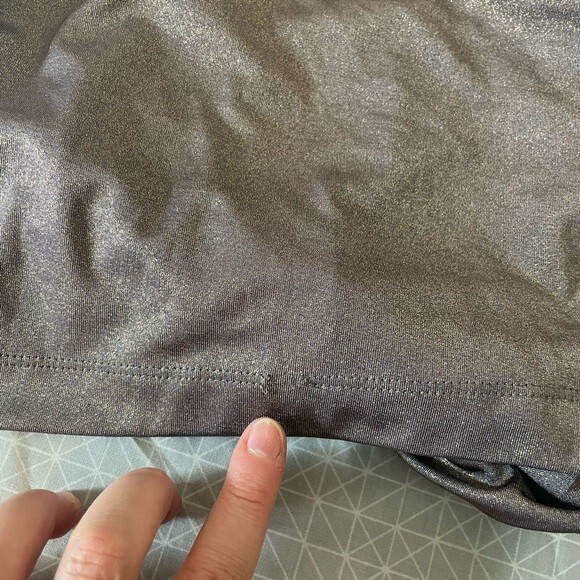 London Times Metallic Silver and Gold Stretchy Formal Dress Size 12 - Picture 4 of 7